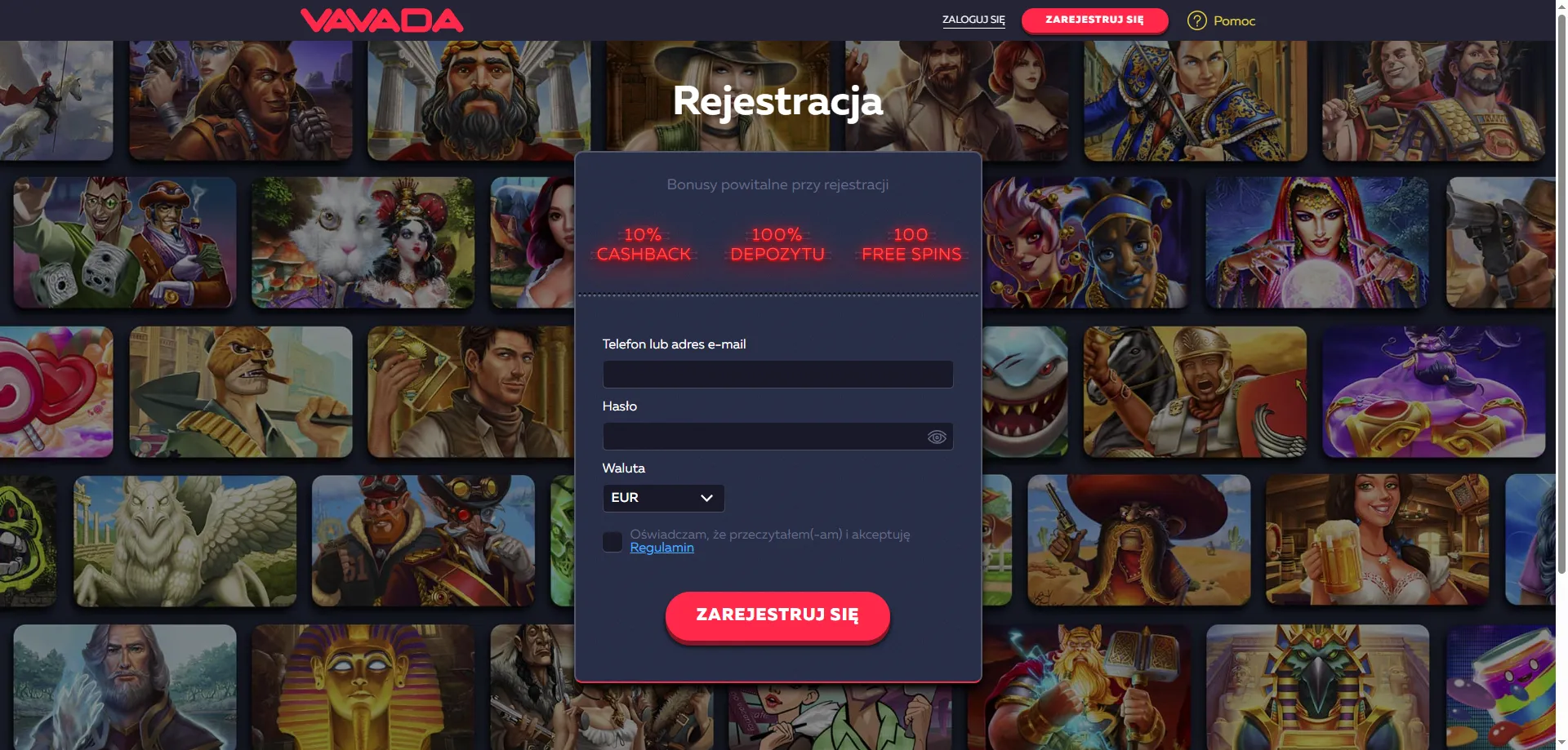 Rejestracja w Vavada Casino i odebranie bonusu powitalnego